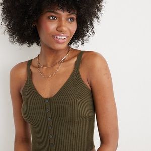 Olive Aerie Front Button Sweater Tank Top